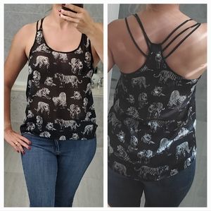 Tiger Print Sheer Top